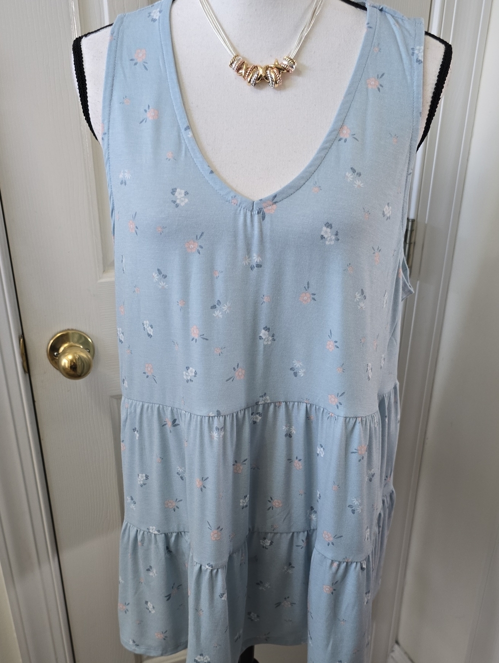 A:GLOW BRAND WOMEN'S PLUS BLUE FLORAL SLEEVELESS MATERNITY TOP SIZE XXL